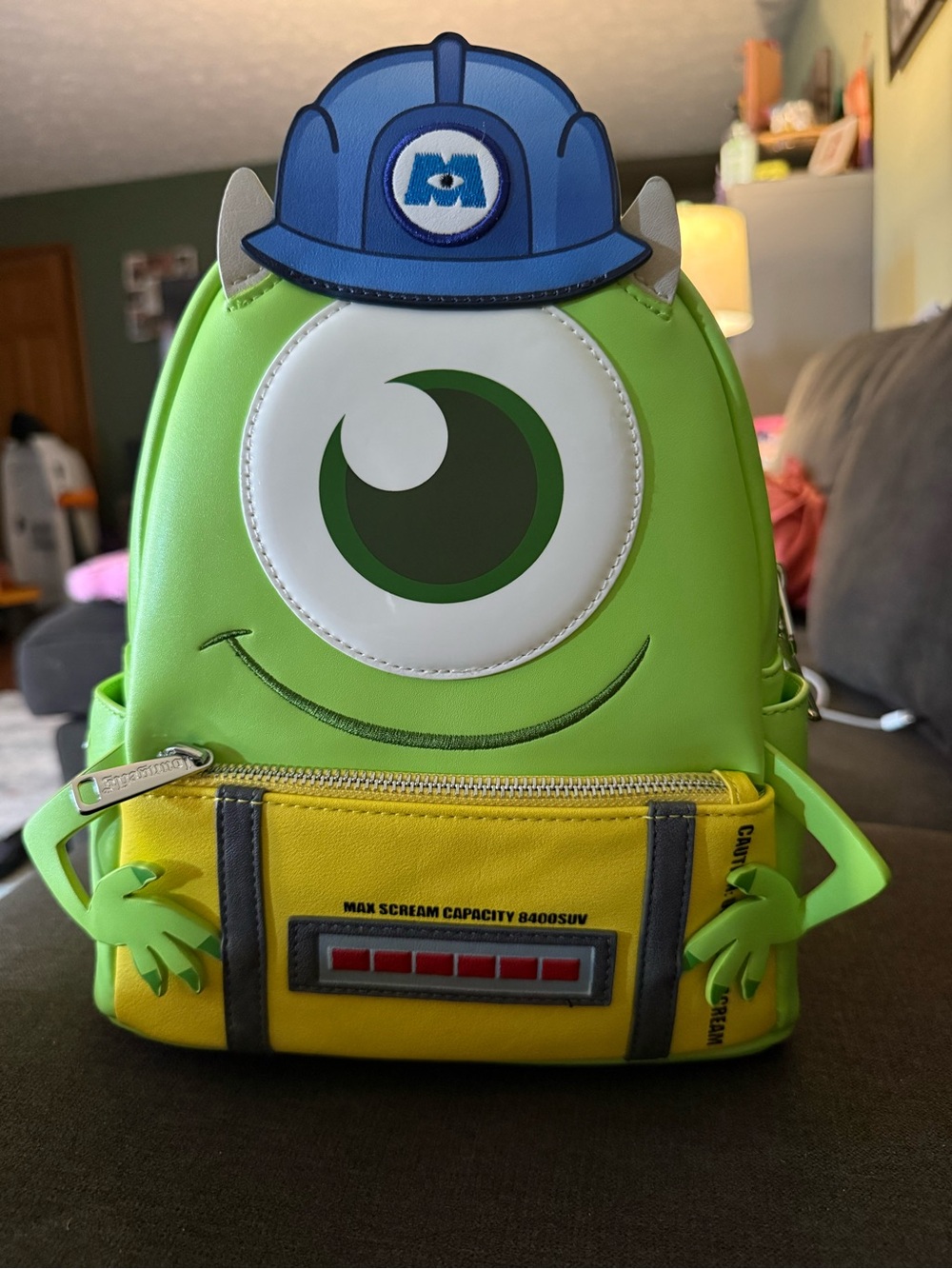 Green Mike Wazowski Backpack with Yellow Pocket loungefly